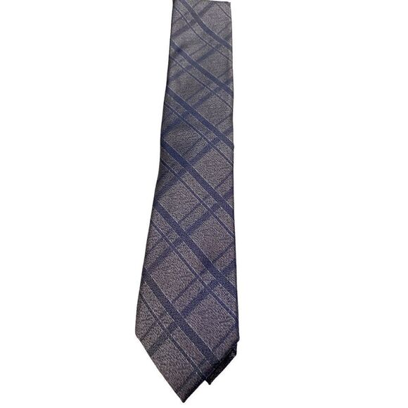 JOSEPH ABBOUD gray tones plaid 100 % silk length 29 inches - Picture 1 of 6